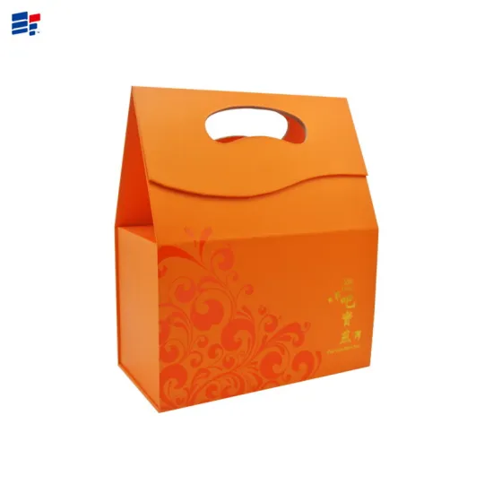 Orange packaging gift box with handle