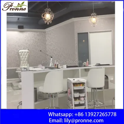 Wholesale Curved Modern White Manicure Nail Bar Tables