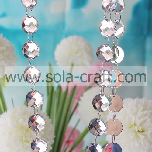 White 16mm Mirror Crystal Acrylic Teardrop Prism Diamond Cut Bead Garland