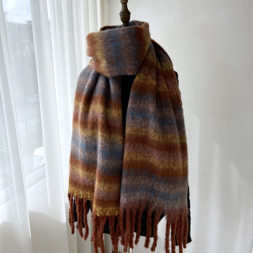 Colorful Cashmere Shawls and Scarves with Tassels for Women