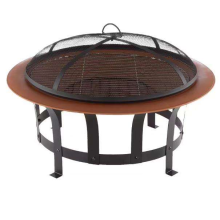 Steel Fire Pit in Copper Finish Copper Round Steel Fire Pit with Grilling Grate Factory