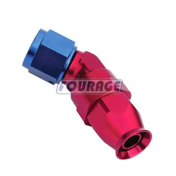 45 Degree Aluminum Forged Female AN Swivel PTFE Fuel Line Hose End Fitting Adapter