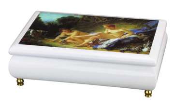 Wooden Music Jewelry Box with Painting Design