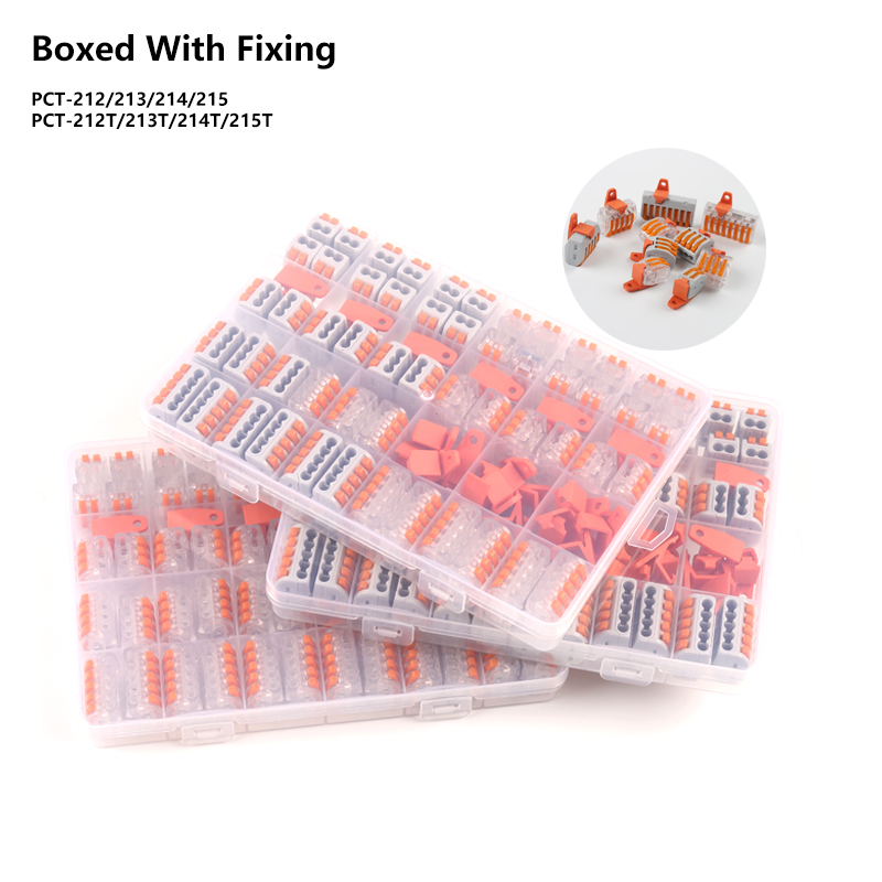 94PCS Mixed Boxed Wire Connector Home DIY YOU PCT-212/213/214/215 Type Universal Compact Terminal Block With fixing Accessories