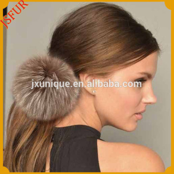 Newly cute real rabbit fur ball girl hair bands