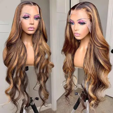 Highlight 1B Honey Brown Straight Human Hair HD Lace Frontal Closure Wig - Virgin Brazilian Hair