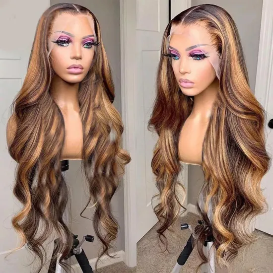 Highlight 1B Honey Brown Straight Human Hair HD Lace Frontal Closure Wig - Virgin Brazilian Hair