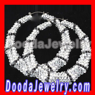 Wholesale Celeb Silver Black Bamboo Chain Earrings Cheap 