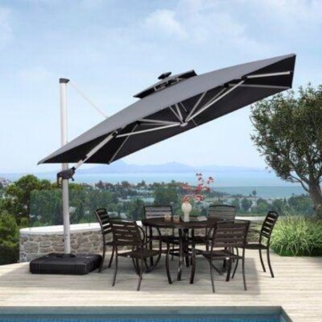Resin Marble Plastic Round Water Filled Beach Garden Sun Umbrella Parasol with Cast Iron Base and Handles