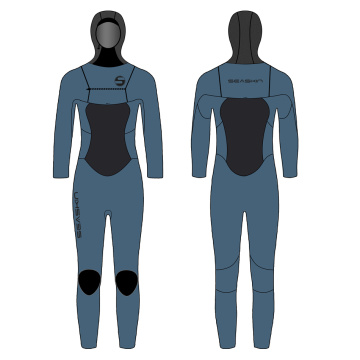 Người phụ nữ trên bờ biển mũ trùm đầu có khóa 7mm WetSuit