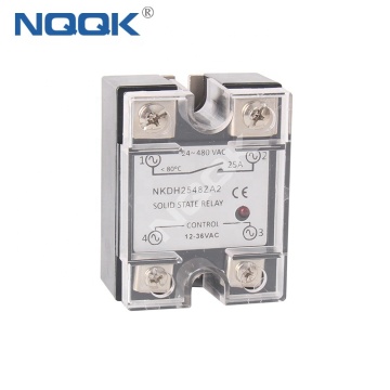 36VAC to 480V AC 25A Single Phase Black Solid State Relay with Protective Cover - CE Certified