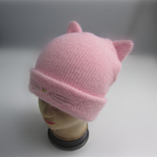 Beanie de la novedad de las muchachas del gato con el bordado