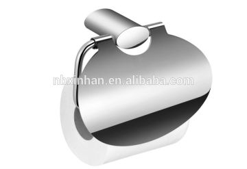 Contemporary styled,chrome plated brass toilet roll holder with lid