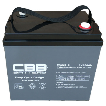 CBB Deep Cycle Battery 6V 226AH - การเปลี่ยนแบตเตอรี่กอล์ฟสำหรับโทรจัน T105