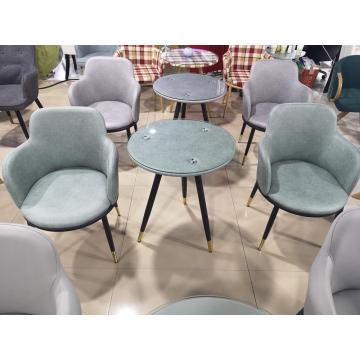 Chaises de salle à manger avec siège et table en velours doux