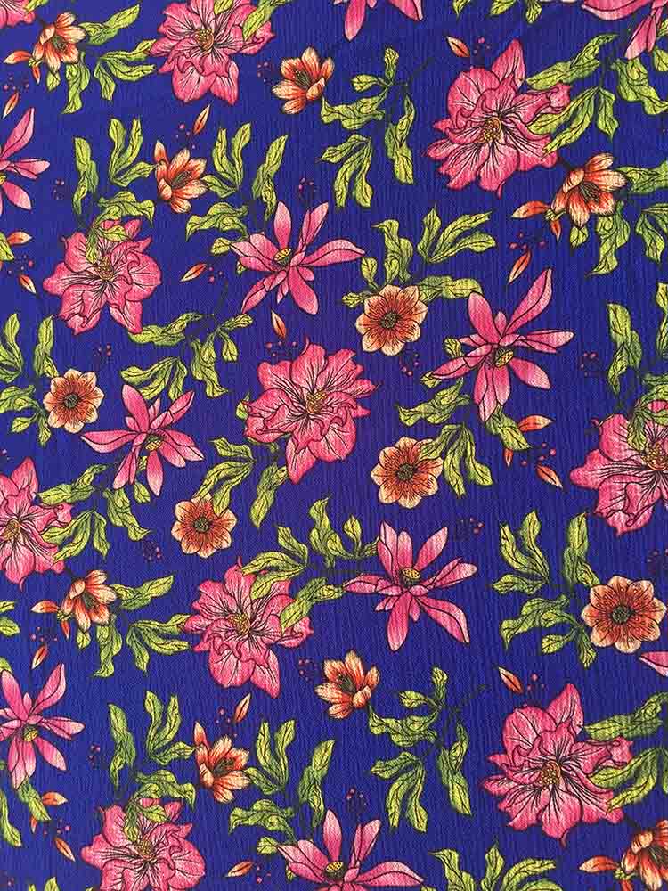 Flower Design Polyester Bubble Chiffon Printing Woven Fabric