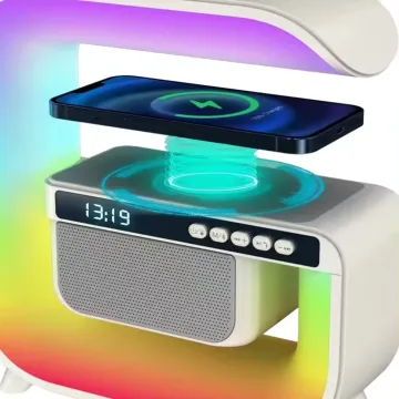 Wireless Bluetooth LED Table Lamp with Speaker & Wireless Charging Feature: Enjoy Spotify, Amazon Music, & Napster via Wi-Fi Compatibility
