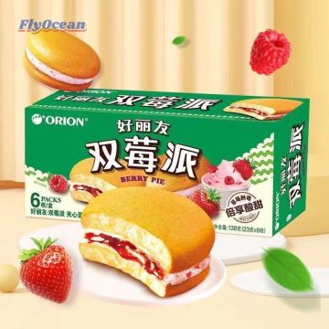 Strawberry Raspberry Cream Pastry Cake - Orion 138g Snack in Bag Packaging