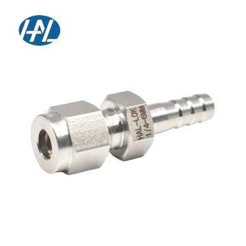 316 Stainless Steel 1/4" OD Tube Compression to 3/8" Barb Fitting