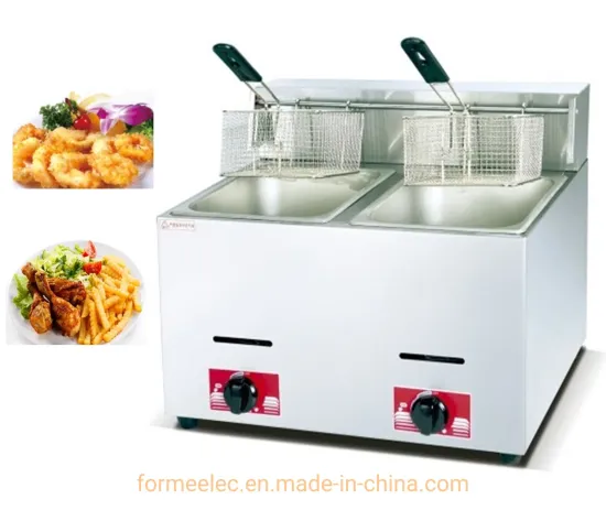 Commercial Fryer Desktop Gas Fryer 2-Tank 2-Basket 6L*2 Countertop Gas Fryer