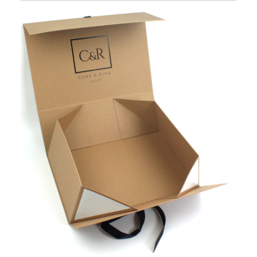 Bio-Degradable Fancy kraft paper foldable box with ribbon
