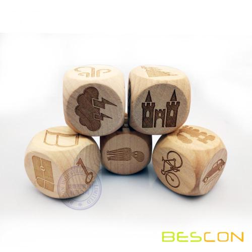 35mm 6 Sides Custom Engraved Wooden Dice with Round Corner