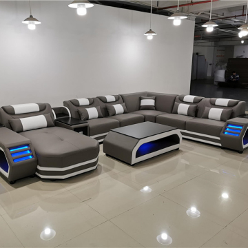 Modernes intelligentes Ledersofa Set mit integriertem USB-Musiklautsprecher