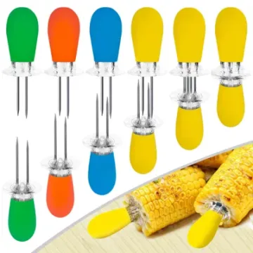 BBQ Twin Pin Sweetcorn Corn Holders Stainless Steel COB Skewers