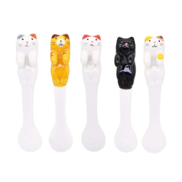 Cute Kitten Ceramics Coffee Spoon 5-Pack