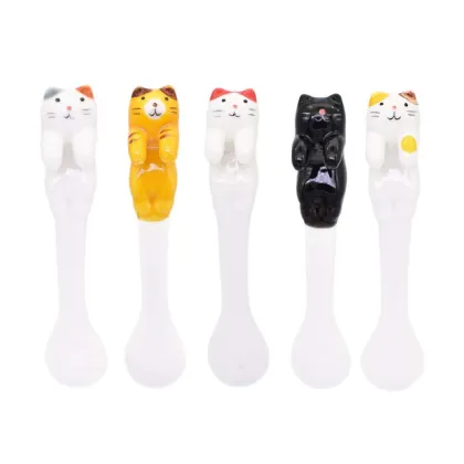 Cute Kitten Ceramics Coffee Spoon 5-Pack
