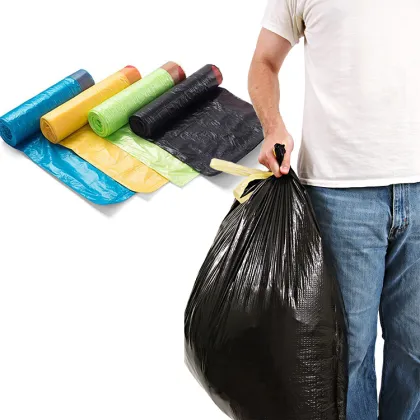 Recycled High-Strength PE Plastic Tall Kitchen Drawstring Trash Bags
