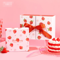 colorful red strawberry gift box double door ribbon