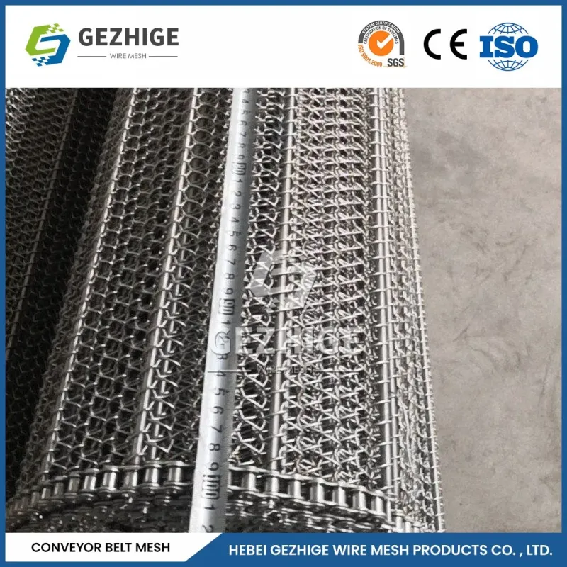 Gezhige High Temperature Stainless Steel SUS304 Flat Flex Wire Mesh Belt Conveyor