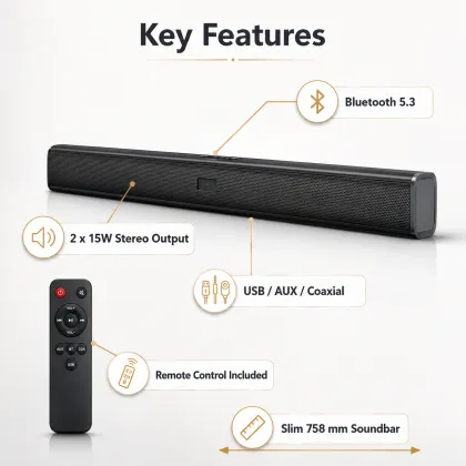Modern Slim Bluetooth Soundbar with Wireless Connectivity