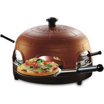 Pizza Dome, Made of Red Stoneware, Including Dough Cutter and Stainless Steel Spatulas