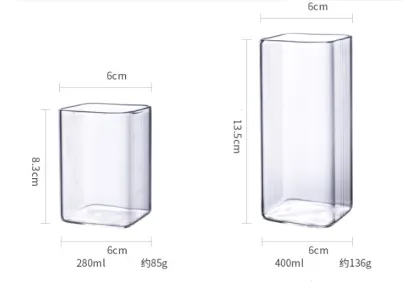 400Ml Square Glass Cup Large Breakfast Milk Cup