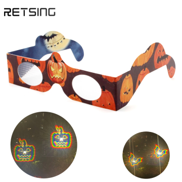 Halloween i świąteczne okulary papierowe 3D z dostosowanym dyfrakcyjnym kratą