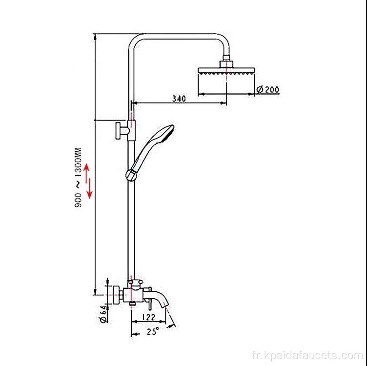 Ensemble de robinet de douche mural en or domestique