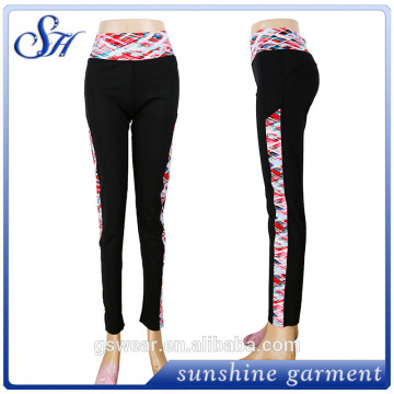 yoga pants womens stitching printed waistband Sublimation tight
