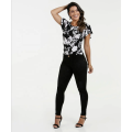 Blusas O-Neck Casual Florais Elegantes Tops