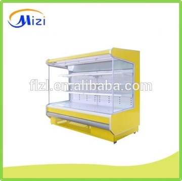 Transparent glass door freezer showcase display ice cream cool drink fruits vegetables meats