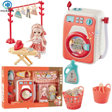 Electronic Pretend Play Preschool Washing Machine Toy with Lights and Buttons