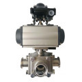 Sanitary Pneumatic Three-Way Clamped Ball Valve with Full Cavity and Non-Retention Ball