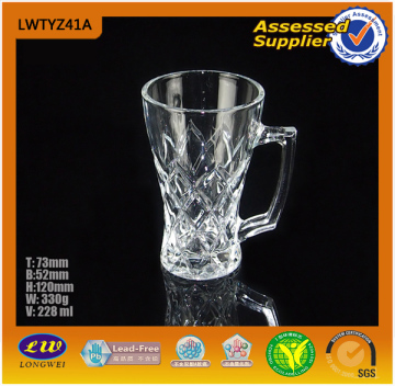 Carved Glass Cup with Handle Glass Cup (LWTYZ41A/LWTYZ41B)