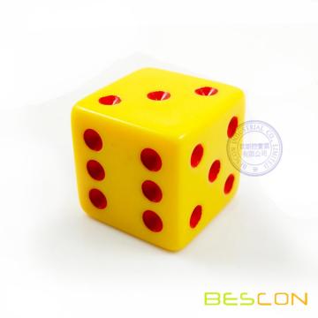 One Inch Plastic Die Opaque Yellow with Red Dots 25MM Dice