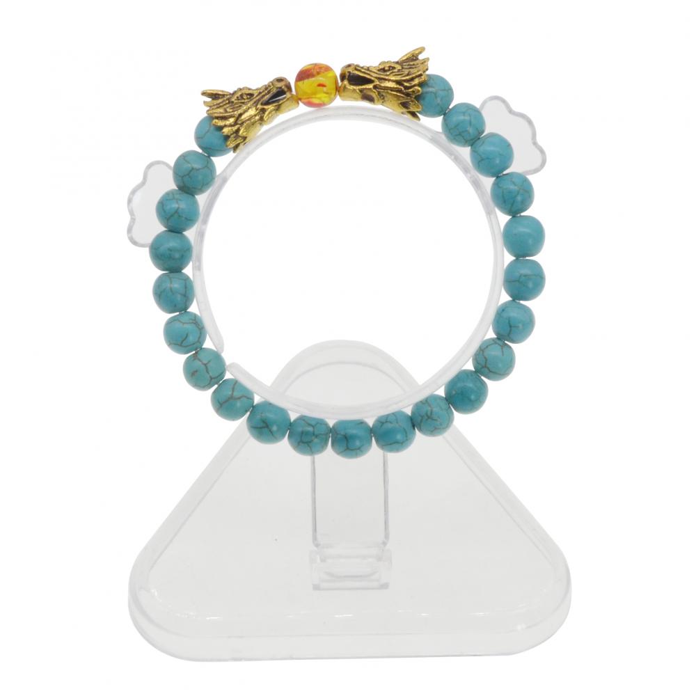 Bracelet Turquoise Perles Ambre 8MM Tete de Dragon