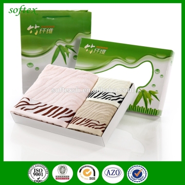3pcs zebra jacquard bamboo towel sets in gift box
