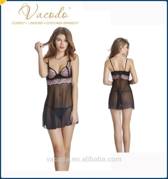custom Women's Sexy Lingerie Mesh Badydolls Lace Chemise Embroidery Nightgown