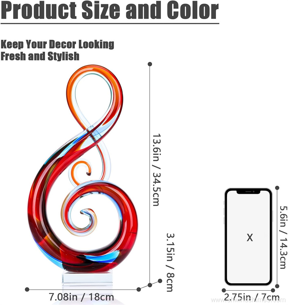Multicolor Glass Music Note Art Sculptures