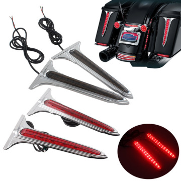 Chrome LED Brake Tail Light with Red Lenses for Harley Touring 1993-2013 Road Glides
